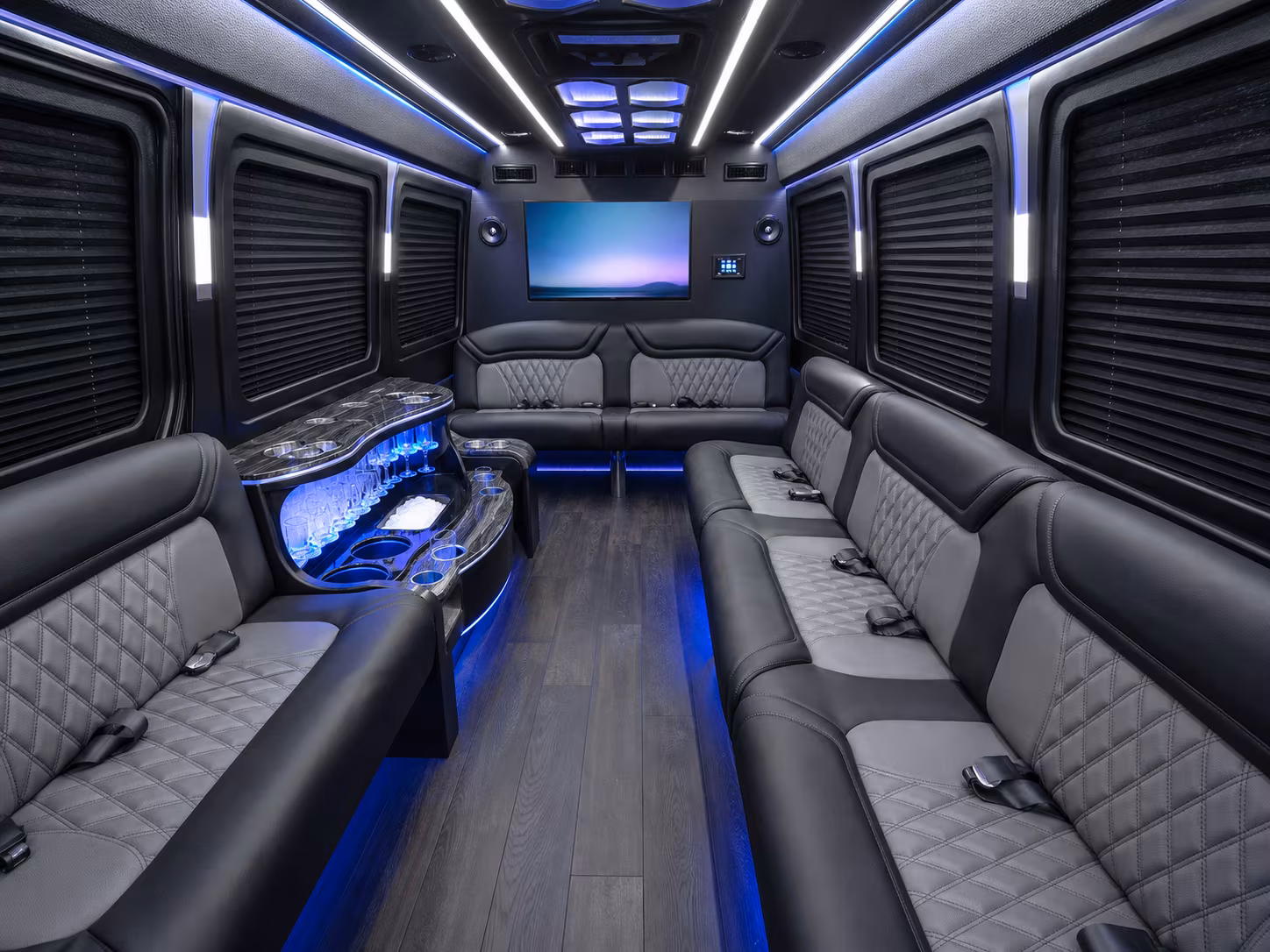 westminster 15 passenger party bus interior
